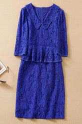 Vestido midi de encaje azul real inspirado en Kate Middleton